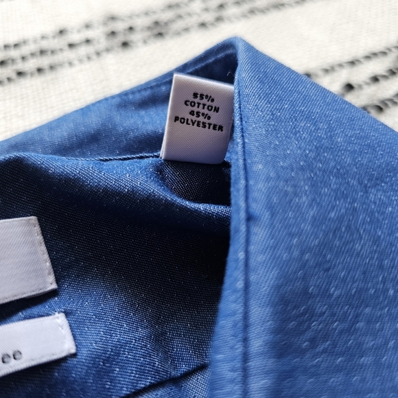 Calvin Klein Men's Blue Button Up Slim Fit Mini Dot Pattern - Picture 7 of 13